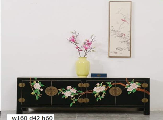 17 Custom make black piping  floral 4door TV sideboard