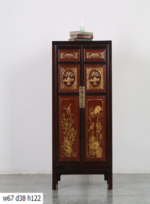 17 Custom make black/red carved gold guilded 2door cabinet