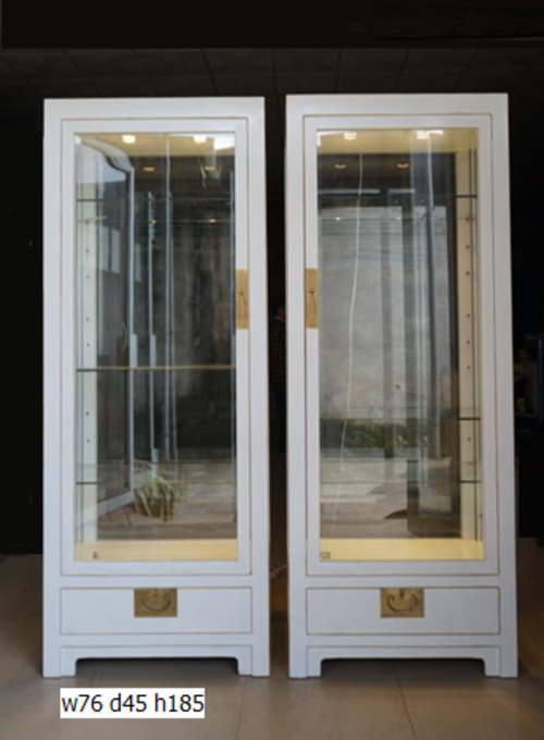 07 Custom make white 1door & 1drawer glass bookshelf 
