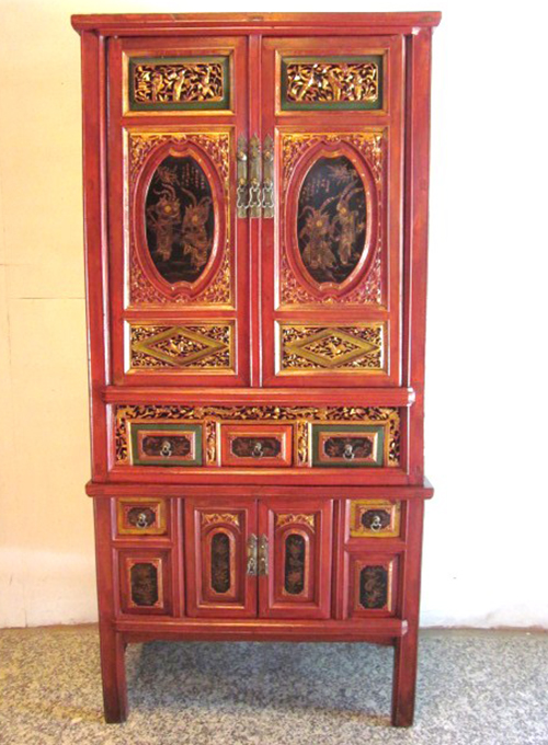 04 Antique fujian carved 2-tier Cabinet 