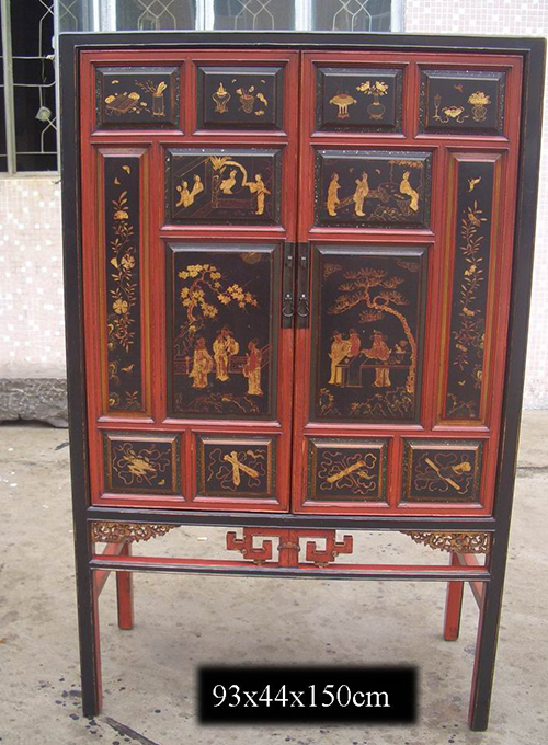 05 Antique guilded 2door fujian Cabinet 
