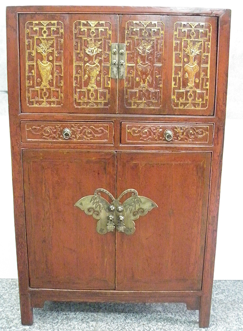 12 Antique red carved fujian Cabinet 
