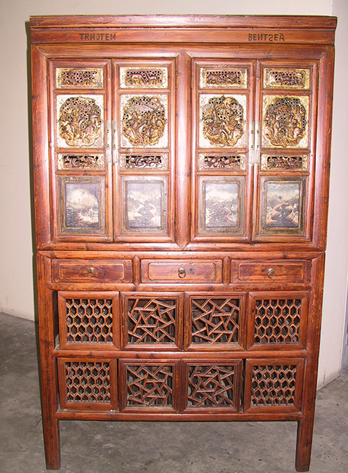 17 Antique carved kitchen Cabinet 