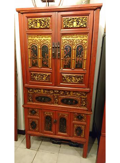 19 Antique Fujian carved 2-tiers cabinet 