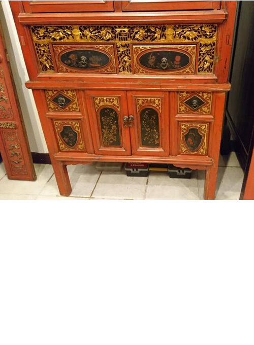 19 Antique Fujian carved 2-tiers cabinet 