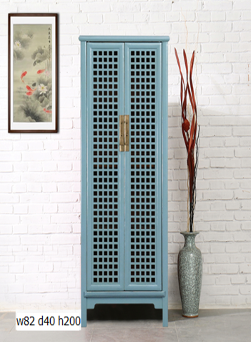 22 Custom make light blue 2 lattice door cabinet