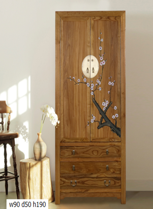 31 Custom make naturalwood floral 2door 3drawer cabinet