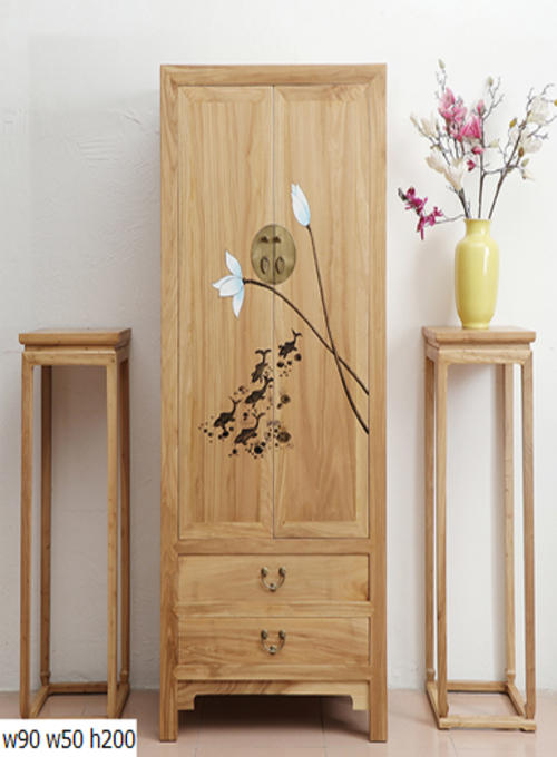 32 Custom make naturalwood floral 2door 2drawer cabinet