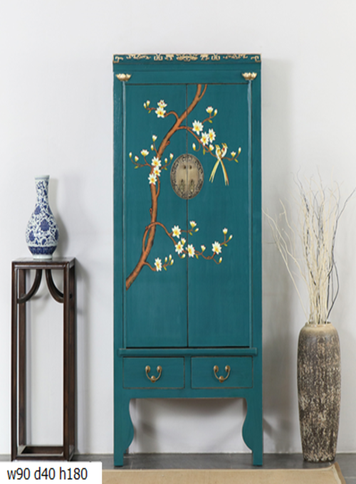 26 Custom make blue floral 2door 2drawer wedding cabinet