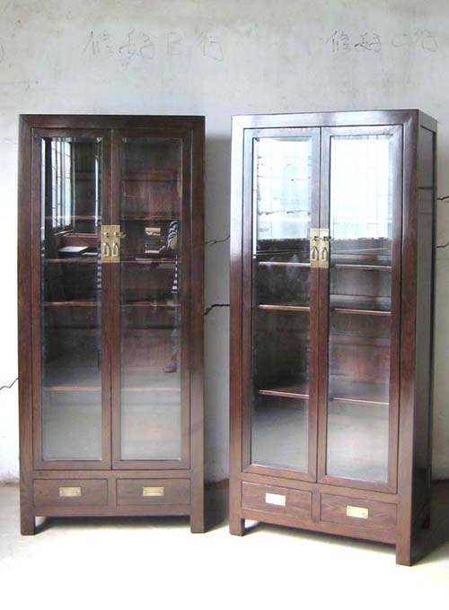 02 Custom make brown 2 doors glass display cabinet