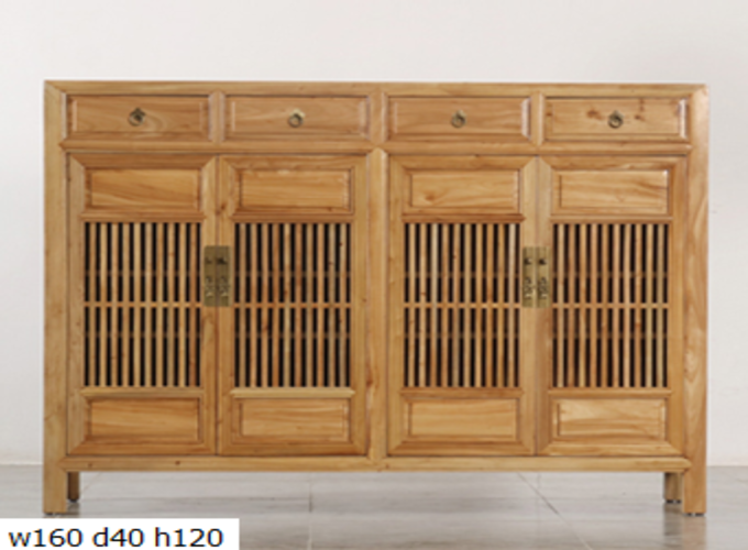 10 Custom make naturalwood  4drawer & 4 lattice door high sideboard
