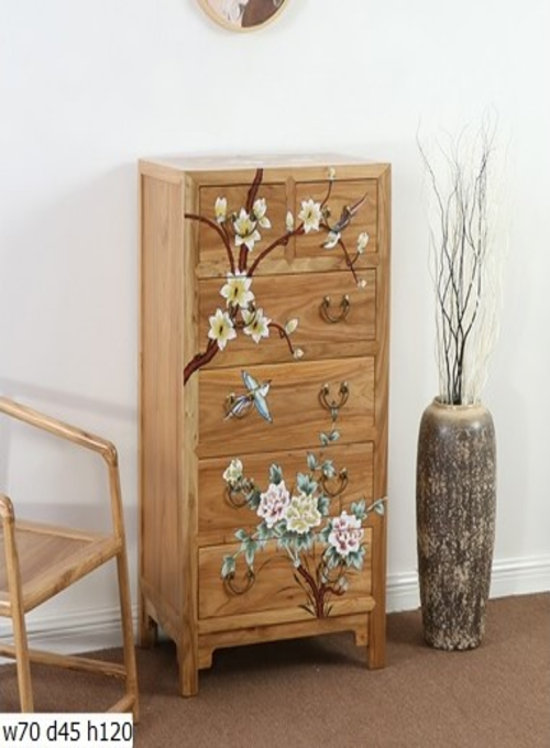 23 Custom make naturalwood floral 5chest of drawer