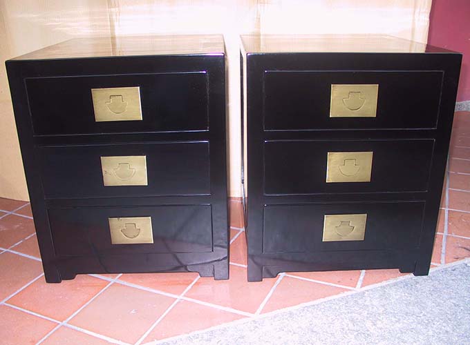03 Custom make black 3drawer bedside cabinet