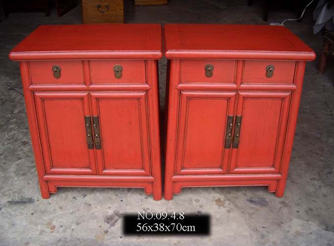 02 Custom make red 2drawer & 2door bedside cabinet