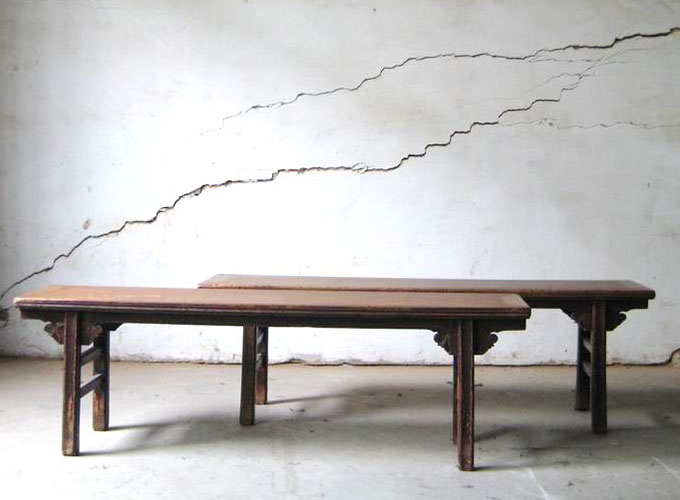 02 Antique pair of long bench
