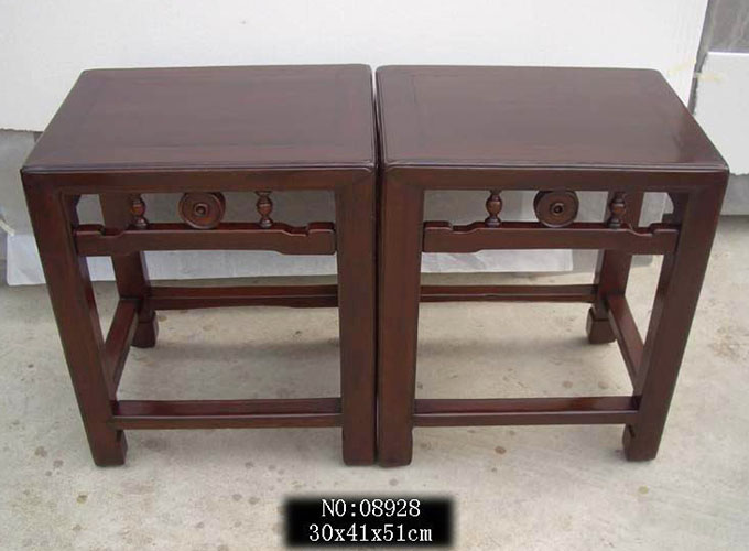 04 Antique rectangular stool pair
