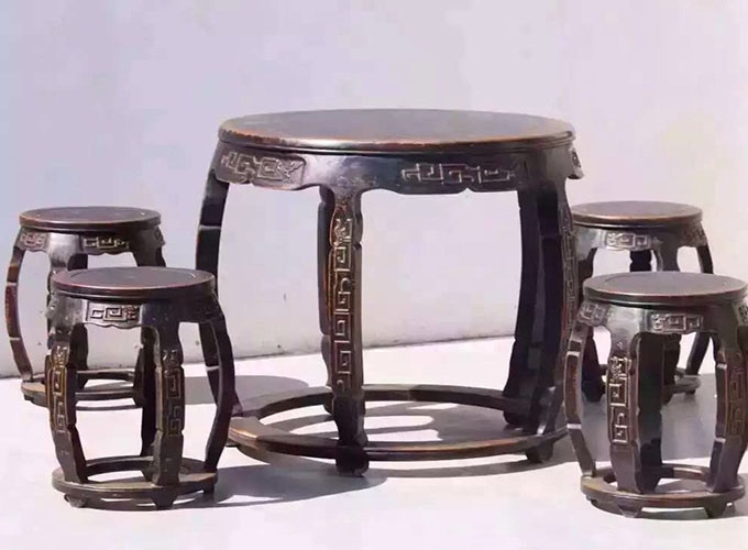 19 Custom make round carved tea table set